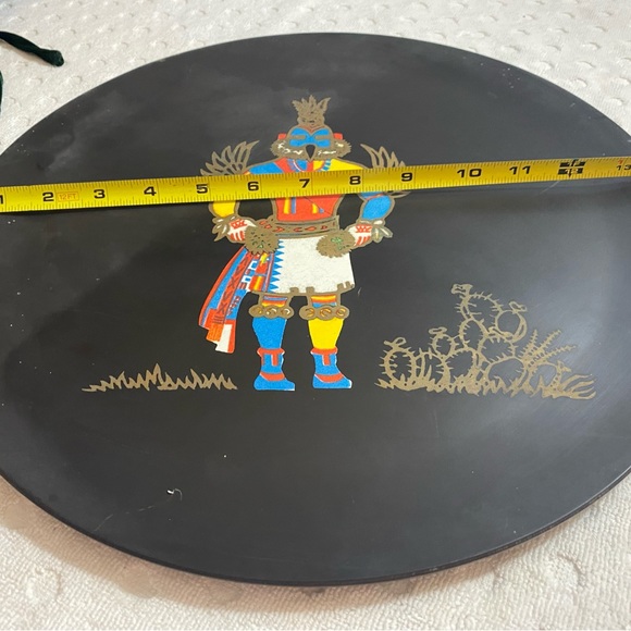 VTG 1960’s Courac Of Monterey Hopi Hummingbird Kachina Doll Brass Inlay Plate - Picture 14 of 15